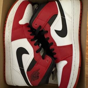 Air Jordan 1 Mid Nike Black/ gym red  White Sneakers
